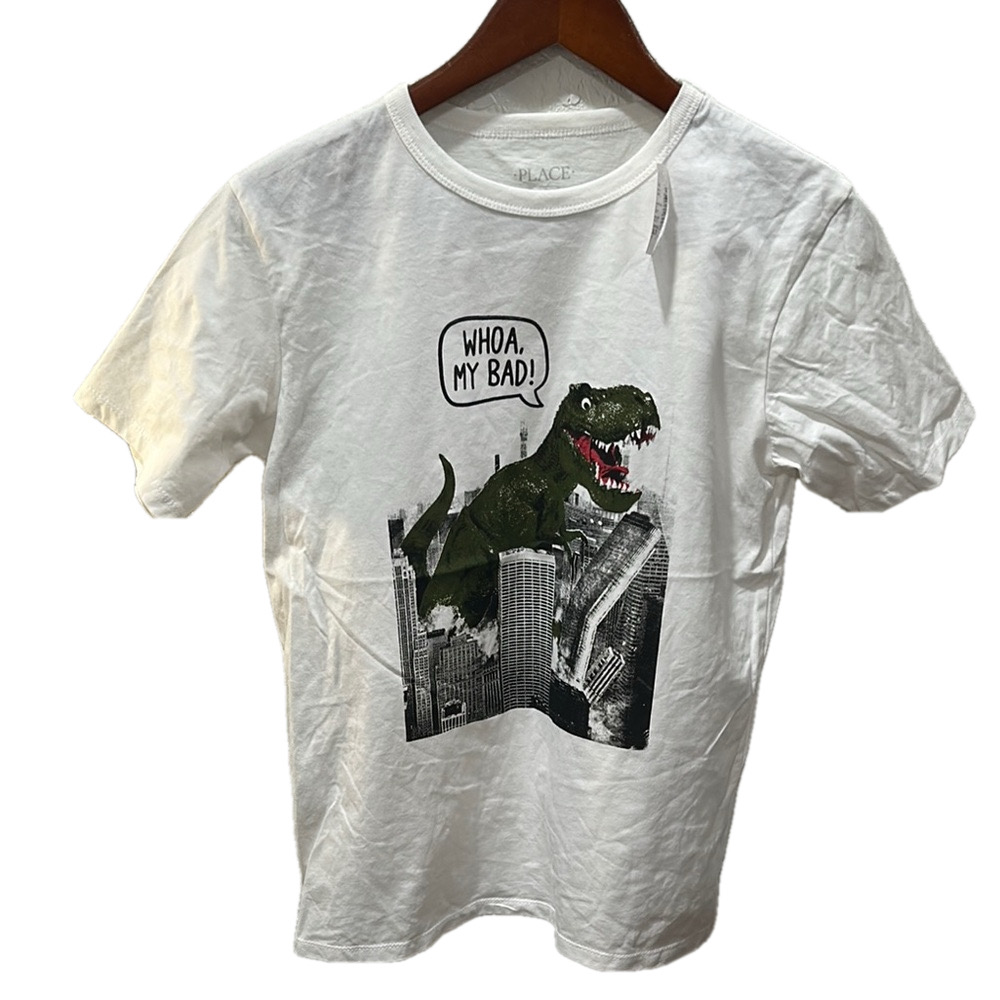 The children’s place Kids White Dinosaur Graphic T-Shirt size XL 14 NWT